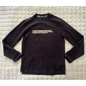 Calvin Klein Shirt Mens Small Navy Blue 205W39NYC Made in Italy Embroidered Crew